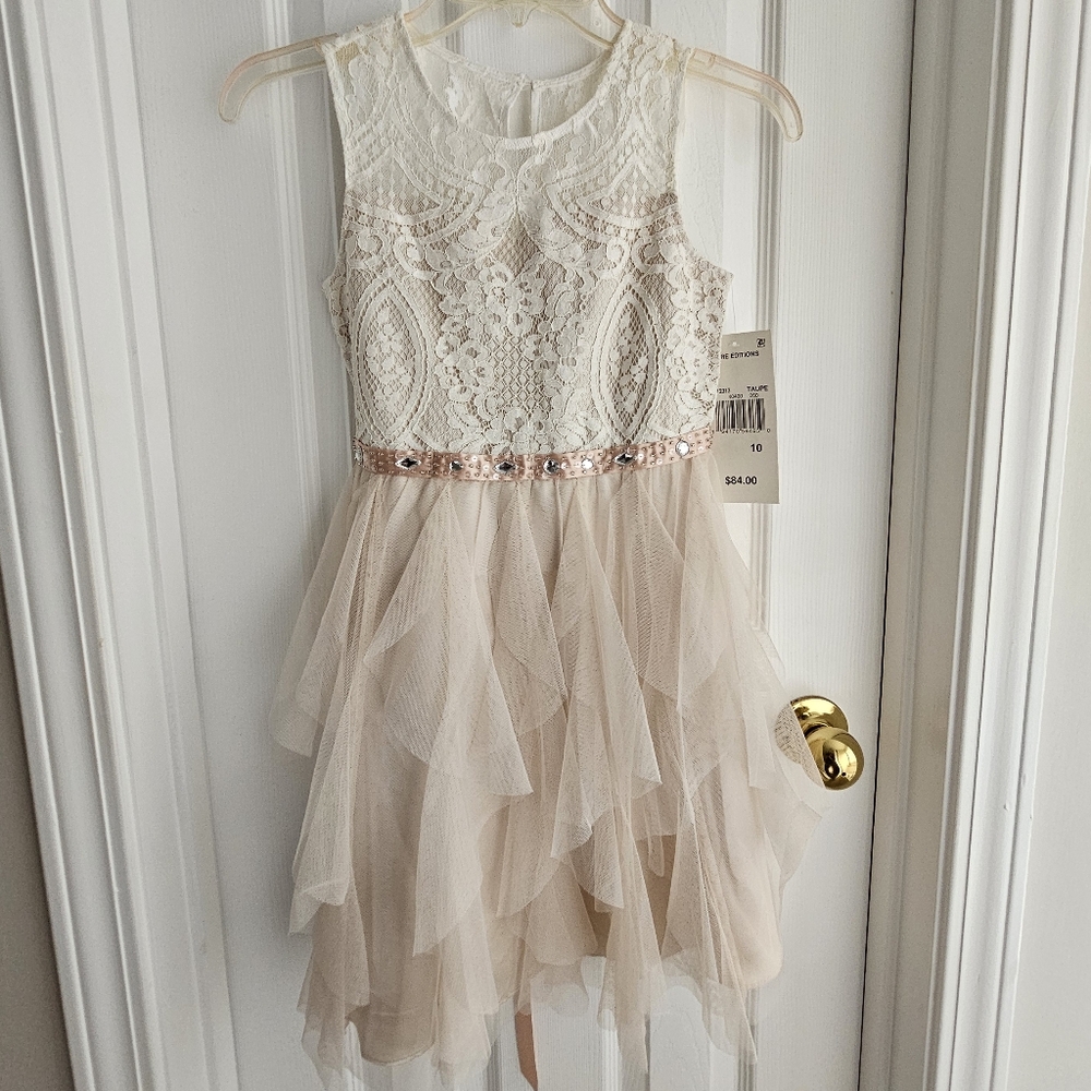 Rare Editions Ivory Lace and Tulle Dress Girls 10